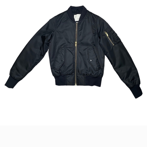 Aritzia Jackets & Blazers - Arirzia Wilfred  Free Black  Bomber Jacket with Gold Zipper